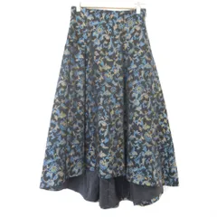 美品 GRACE CONTINENTAL グレースコンチネンタル サラサフラワージャガードスカート 36 ブルー レディース 古着 中古 USED