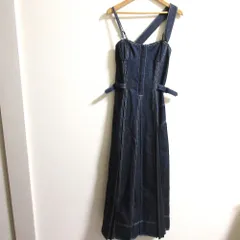 美品 CASA FLINE カーサフライン フロントホック デニムロングワンピース サイズF インディゴ レディース 古着 中古 USED