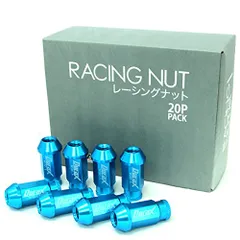 【色選択】デュラックス(Durax) 軽量 アルミホイールナット レーシングナット M12 P1.25 袋ナット ロングタイプ ロックナット付き 20個セット [ブルー/青]