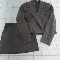 ◇ Θ ザラ ZARA セットアップ ジャケット＆スカート チェック柄 ブラウン系 レディース L E  【1512220051032】