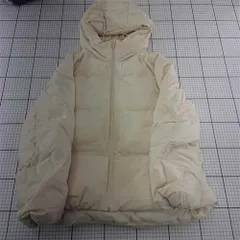 ◇ ⊇ ユニクロ UNIQLO ライトダウンジャケット フード付き XLサイズ メンズ ベージュ系 E  【1512220051001】