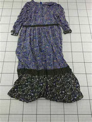 ◇ Θ アンプル Ample D030 花柄ロングワンピース 9号 ブルー系 レディース E  【1512220050899】