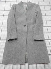 ◇ ⊇ プラステ PLST 12-6409000 ウール混ノーカラーコート グレー系 レディース L E  【1601070016671】