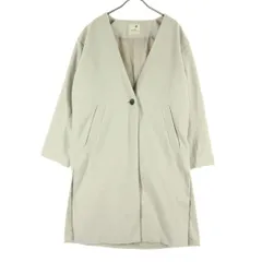 美品 earth music&ecology アースミュージックアンドエコロジー 長袖 ノーカラーコート M ライトグレー レディース 古着