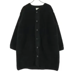 美品 Samansa Mos2 blue サマンサモスモスブルー 長袖 ノーカラー ボアコート F ブラック メンズ 古着