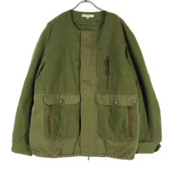 MOUSSY マウジー コットン 長袖 ノーカラー 中綿ジャケット F カーキ ミリタリー風 メンズ 古着