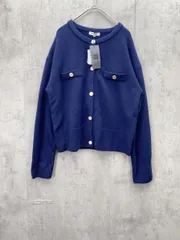 新品 PLST プラステ ウール ミドルゲージニット クルーネック カーディガン sizeL/ネイビー ◆■レディース