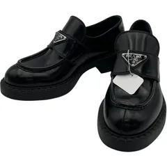 プラダ PRADA チョコレートブラッシュドローファー ブラック レザー レディース ローファー