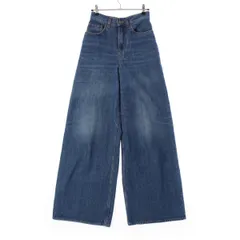 クロエ 24年 ロゴレザーパッチ  ワイド レッグ ジーンズ デニムパンツ ナイトブルー 24【中古】のサムネイル