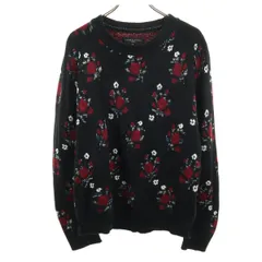 SHIPS GENERAL SUPPLY シップス ジェネラルサプライ 日本製 花柄 長袖 セーター S ブラック ニット サンタ メンズ 古着