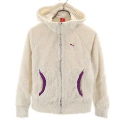 PUMA プーマ 長袖 フリース ジップパーカー M ホワイト レディース 古着
