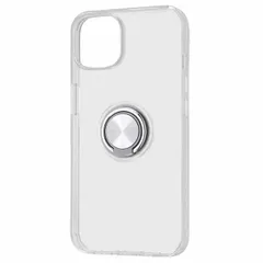 iPhone 13 ケース シルバー TPUソフトカバー スマホリング スタンド 衝撃吸収 透明 クリア 保護 オシャレ おしゃれ シンプル イングレム  【普通郵便にて7営業日以内発送】
