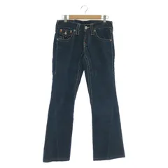 【中古】TRUE RELIGION joey コーデュロイ フレアパンツ サイズW28 ネイビー USA製[91]