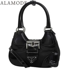 PRADA(プラダ) Re-Edition 2002 ムーンバッグ ハンドバッグ ショルダー 肩掛け 2WAY リエディション レザー ナイロン ブラック黒 シルバー金具 1BA381 レディース 40802172824【中古】【アラモード】