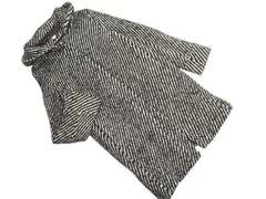 ROPE ロペ ウール混 ストライプ フード 付き コート sizeEX3/白ｘ黒 ◇■ レディース