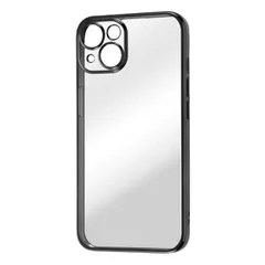 iPhone 14 クリア スマホ ケース カバー カメラ カバー ブラック 透明 保護 レンズ 耐衝撃 頑丈 傷に強い ストラップホール 付 メタリック 無地 シンプル 【定形外郵便にて発送】【一週間以内発送】