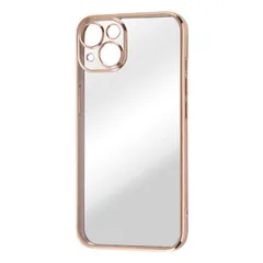 iPhone 14 クリア スマホ ケース カバー カメラ カバー ピンク ゴールド 透明 保護 レンズ 耐衝撃 頑丈 傷に強い ストラップホール 付 メタリック 無地 シンプル 【定形外郵便にて発送】【一週間以内発送】