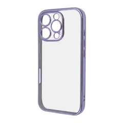 iPhone16Pro ケース クリア ラベンダー パープル メタリック フレーム 透明 衝撃吸収 【定形外郵便にて発送】【7日以内発送】