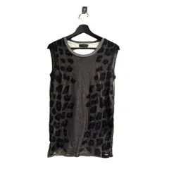 ディーゼル DIESEL タンクトップ ノースリーブ レイヤード シアー レオパード柄 黒 ブラック 白 ホワイト ■GY61