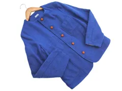 BEAMS BOY ビームスボーイ ウール混 ノーカラー ジャケット 青 ◇■ レディース