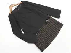 MAYSON GREY メイソングレイ ウール混 ストライプ ドッキング スパンコール ワイドスリーブ Iライン ワンピース size2/黒 ◇■ レディース