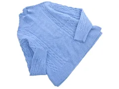 green label relaxing グリーンレーベルリラクシング ユナイテッドアローズ ウール100% モックネック ケーブル編み ニット セーター 青 ◇■ レディース