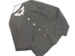 agnes b アニエスベー 総柄 ノーカラー ジャケット size36/黒 ◇■ レディース