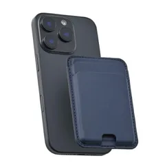 エレコム MagSafe カードケース iPhone用 2枚収納 レザー風 薄型 マグネット脱着 オープンポケット スマホ カード入れ MAGKEEP ネイビー AMS-MAGCDNV