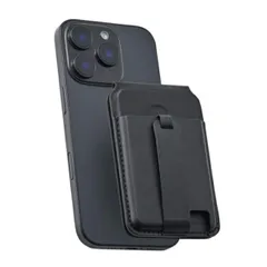 エレコム MagSafe カードケース スタンド iPhone用 磁気防止シート付 3枚収納 マット素材 バンド付 MAGKEEP ブラック AMS-MAGCSBBK