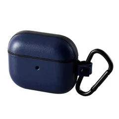エレコム AirPods 第3世代 ケース ヴィーガンレザー カラビナ付 ワイヤレス充電対応 ネイビー ELECOM