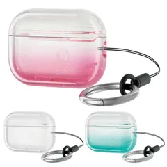 エレコム AirPods Pro 第2世代 ( 2022 ) ケース ソフト カバー 落下防止 カラビナ付 ワイヤレス充電 MagSafe充電対応 背面RESETボタン対応 クリア/グリッターグリーン/グリッターピンク