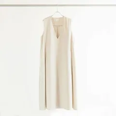 UN CINQ (アンサンク) | MELANGE OX V-NECK JUMPER SKIRT (natural) | 送料無料 シンプル ワンピース スカート シンプル お洒落 30代 40代 natural ナチュラル