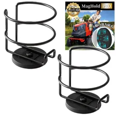 GRHONC ドリンクホルダー マグネット 【6個の磁石で強力固定】 簡単設置 カップホルダー 車 デスク 船 芝刈り機 (底面磁石 [下付け], ブラック,2個セット)