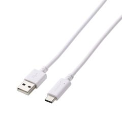 ELECOM USB A to C Cable, USB 2.0, 2m, for PS5/PS4 [Compatible with USB-C Ports, Controllers, External HDDs, SSDs, etc.] Transfer and Charging Cable, White
