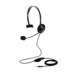 ヘッドセット マイク付き ヘッドホン 有線 3.5mm 4極接続 片耳 オーバーヘッド 軽量 小型 ミュート機能 【 Windows PC Chromebook MacBook 等対応 】 ブラック ELECOM  【普通郵便にて5営業日以内発送】