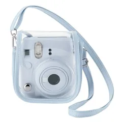 エレコム チェキケース instax mini 12専用 クリア カメラケース マグネット式フラップ ストラップ付 ブルー IC-CCM12BU