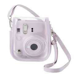 エレコム チェキケース instax mini 12専用 クリア カメラケース マグネット式フラップ ストラップ付 ピンク IC-CCM12PN