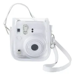 エレコム チェキケース instax mini 12専用 クリア カメラケース マグネット式フラップ ストラップ付 ホワイト IC-CCM12WH