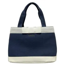 TOCCA(トッカ) トートバッグ - ネイビー×白 リボン レザー