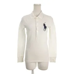 ラルフローレン RALPH LAUREN ポロシャツ ビッグポニー M 白 ホワイト 紺 ネイビー ポロカラー ロゴ刺繍 長袖 /AH35 ■GY58