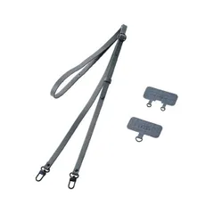 エレコム スマホ ショルダー ストラップ 約53～65cm ソフトレザータイプ ストラップシート付 長さ調整可 斜めがけ 肩掛け 首掛け 落下 盗難 紛失防止 ダークグレー ELECOM