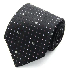 バーバリーロンドン ブランド ネクタイ ドット柄 ホースマーク ロゴ シルク 日本製 PO メンズ ブラック BURBERRY LONDON 【中古】