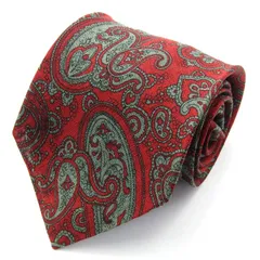 ジバンシィ ブランド ネクタイ ペイズリー柄 リネン イタリア製 PO メンズ レッド GIVENCHY 【中古】