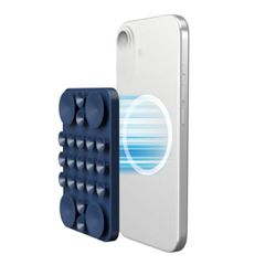 エレコム スマホホルダー 吸盤 MagSafe対応 iPhone用 強力固定 動画視聴 自撮り 壁鏡ガラス貼付 シリコン コンパクト TakoPita ネイビー P-TKPTMAG01NV