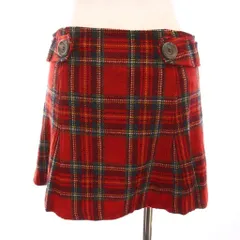 バーバリーブルーレーベル BURBERRY BLUE LABEL ミニスカート ウール チェック 38 赤 レッド FLF23-659-16 /YM
