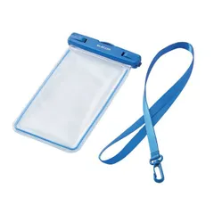 防水スマホケース 防水ポーチ IPX8 暗闇で光る 蓄光機能 顔認証対応 ( 防水ケース ×1 ショルダーストラップ ×1) 【 ~6.9インチ スマホ 対応】 ブルー エレコム