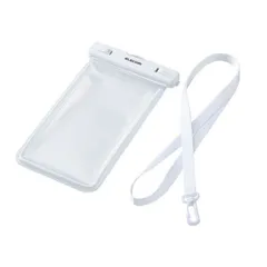 防水スマホケース 防水ポーチ IPX8 暗闇で光る 蓄光機能 顔認証対応 ( 防水ケース ×1 ショルダーストラップ ×1) 【 ~6.9インチ スマホ 対応】 ホワイト エレコム