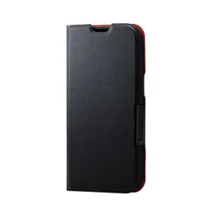 エレコム iPhone 14 13 ケース カバー レザー 手帳型 マグネット フラップ 耐衝撃 衝撃吸収 軽量 薄型 スタンド機能付 UltraSlim ブラック ELECOM  【普通郵便にて5営業日以内発送】