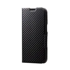 エレコム iPhone 14 13 ケース カバー レザー 手帳型 マグネット フラップ 耐衝撃 衝撃吸収 軽量 薄型 スタンド機能付 UltraSlim カーボン調ブラック ELECOM  【普通郵便にて5営業日以内発送】