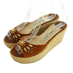 ジミーチュウ JIMMY CHOO サンダル ウェッジソール スタッズ 36 23.0cm 茶 /MI ■OS